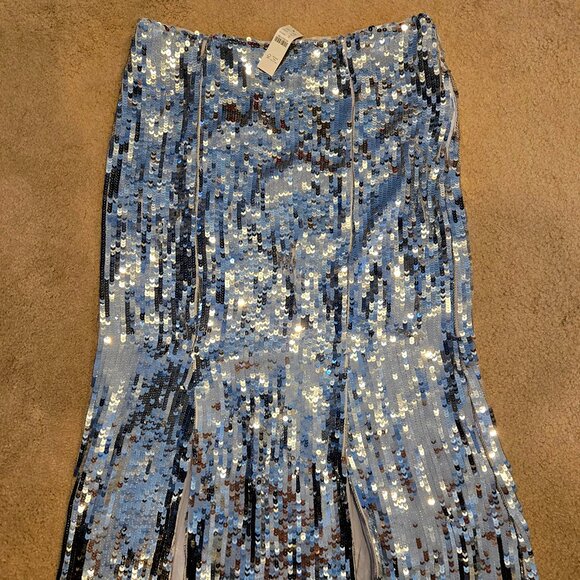 NWT Silver Sequin Slit Skirt 10